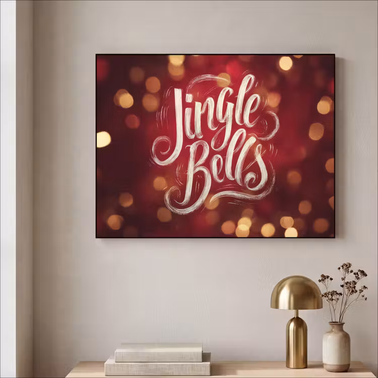Jingle - Bells - Kerst - Rood Textielframe - compleet frame klein -sfeer2