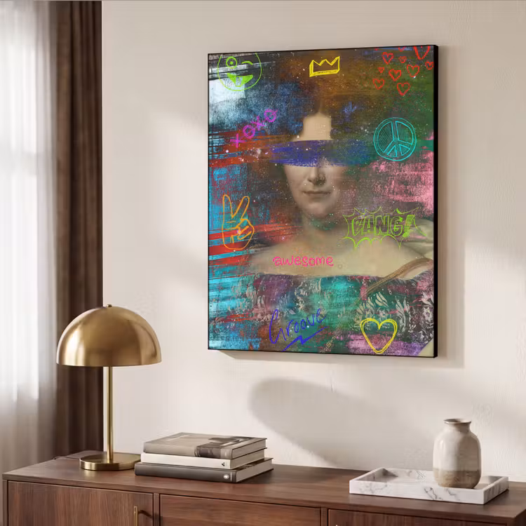Johanna Henriette Engelen - Dubois Drahonet - Graffiti Textielframe zwart klein -sfeer3