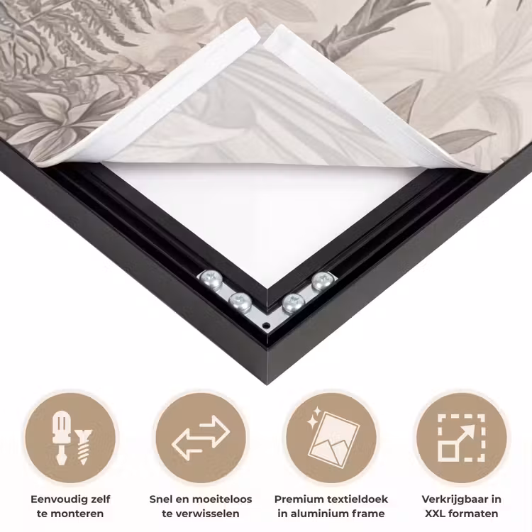 Jungle - Banenboom - Kolibrie - Beige Textielframe zwart klein -USP_closeupNL