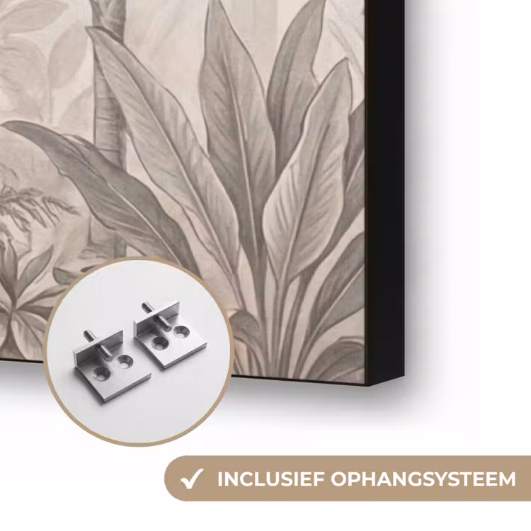 Jungle - Banenboom - Kolibrie - Beige Textielframe zwart klein -USP_ophangsysteemNL