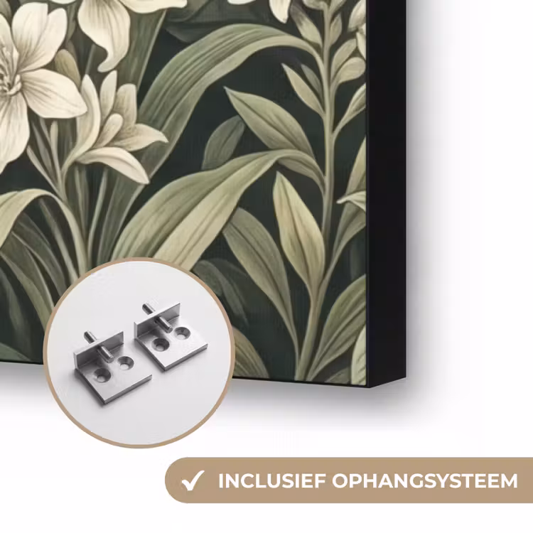 Jungle - Bladeren - Botanisch - Groen Textielframe zwart klein -USP_ophangsysteemNL