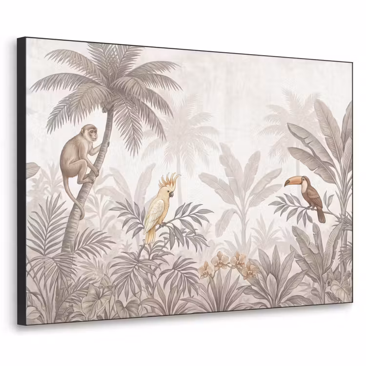 Jungle - Dieren - Palmbomen Textielframe zwart klein -3d