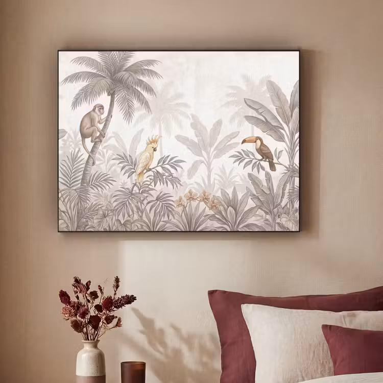 Jungle - Dieren - Palmbomen Textielframe zwart klein -sfeer1