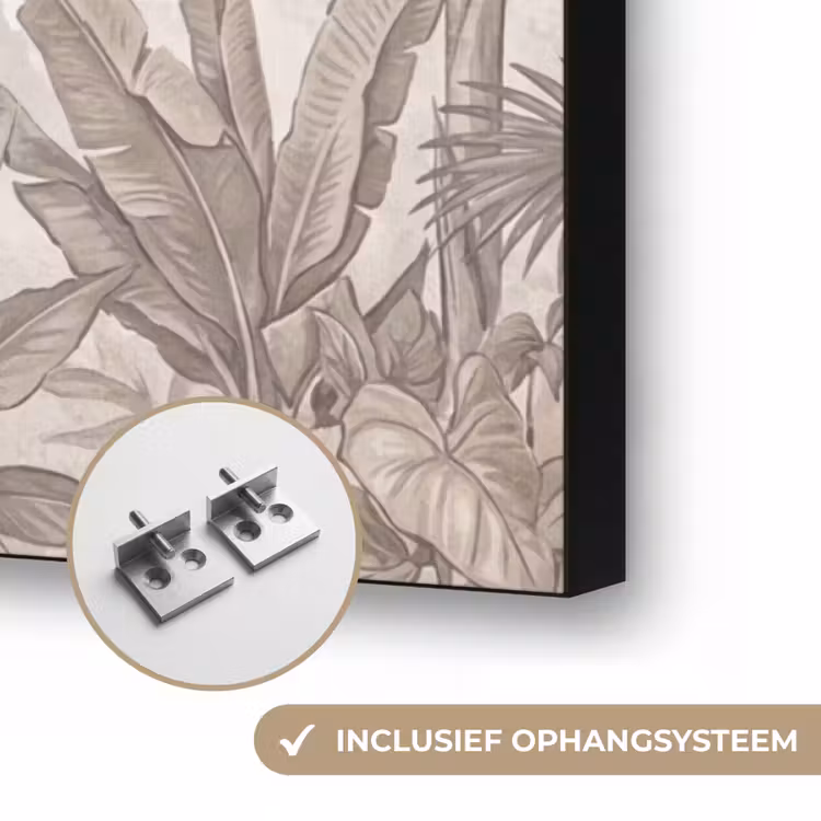 Jungle - Dieren - Palmbomen Textielframe zwart klein -USP_ophangsysteemNL