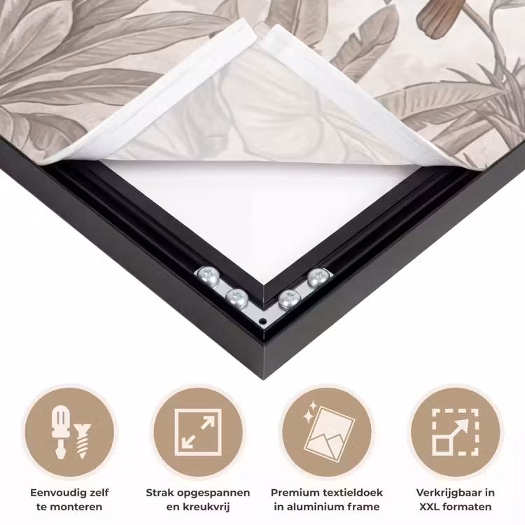 Jungle - Dieren - Palmbomen Textielframe zwart klein -USP_feed_closeupNL