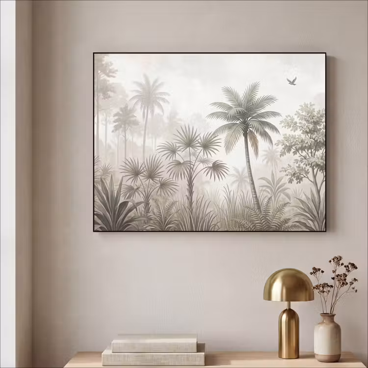 Jungle - Palmbomen - Natuur Textielframe zwart klein -sfeer2
