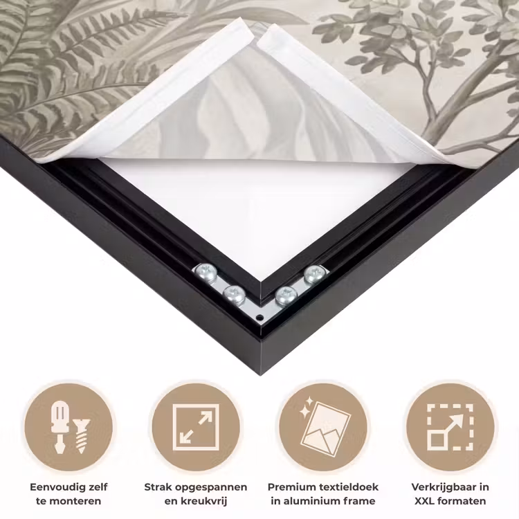 Jungle - Palmbomen - Natuur Textielframe zwart klein -USP_feed_closeupNL
