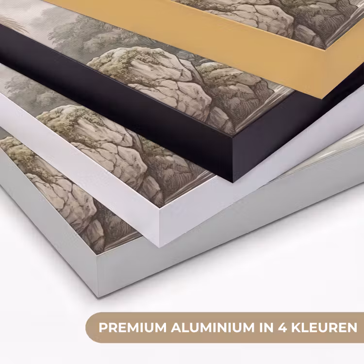 Jungle - Watervallen - Tropisch - Illustratie Textielframe zwart klein -USP_kleurenNL