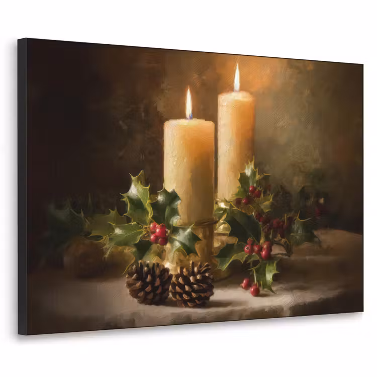 Kaarslicht - Kerst - Veelkleurig Textielframe zwart klein -3d