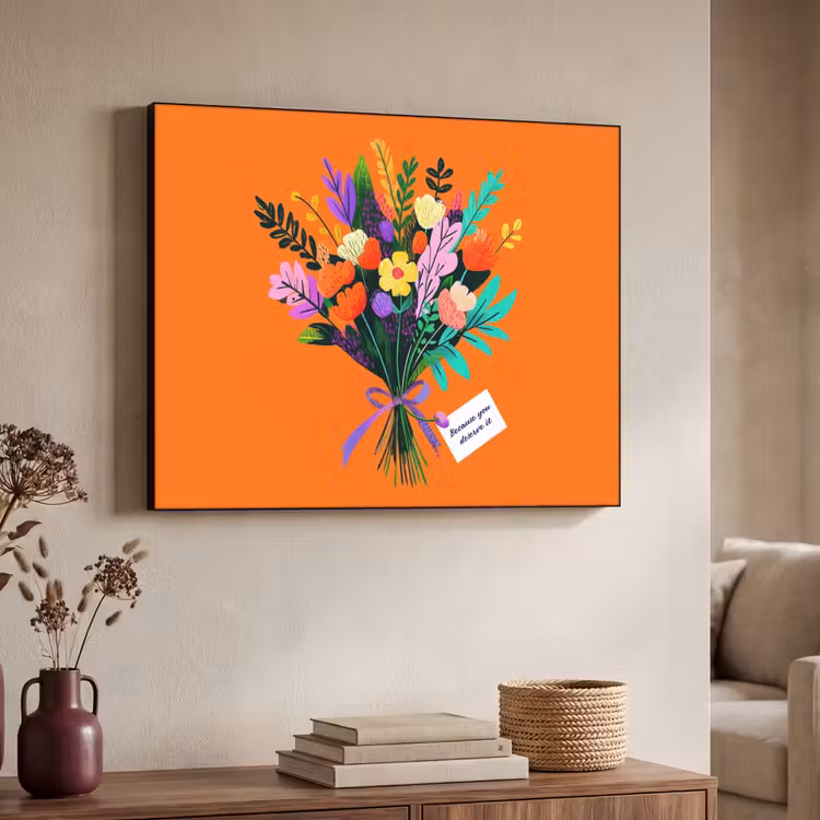 Kaartje - Boeket - Bloemen Textielframe - compleet frame klein -sfeer3