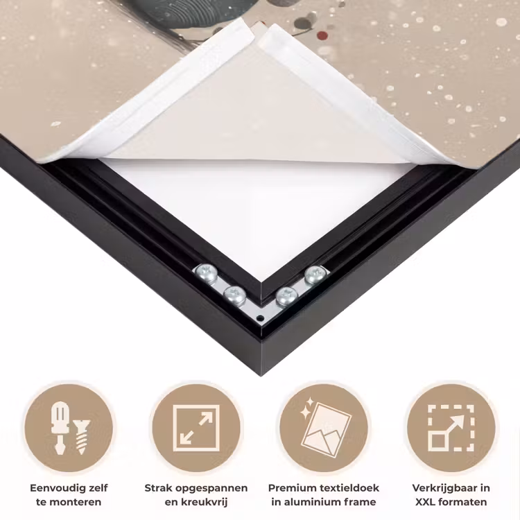 Kabouters - Kerst - Sneeuw - Puntmutsen Textielframe zwart klein -USP_feed_closeupNL