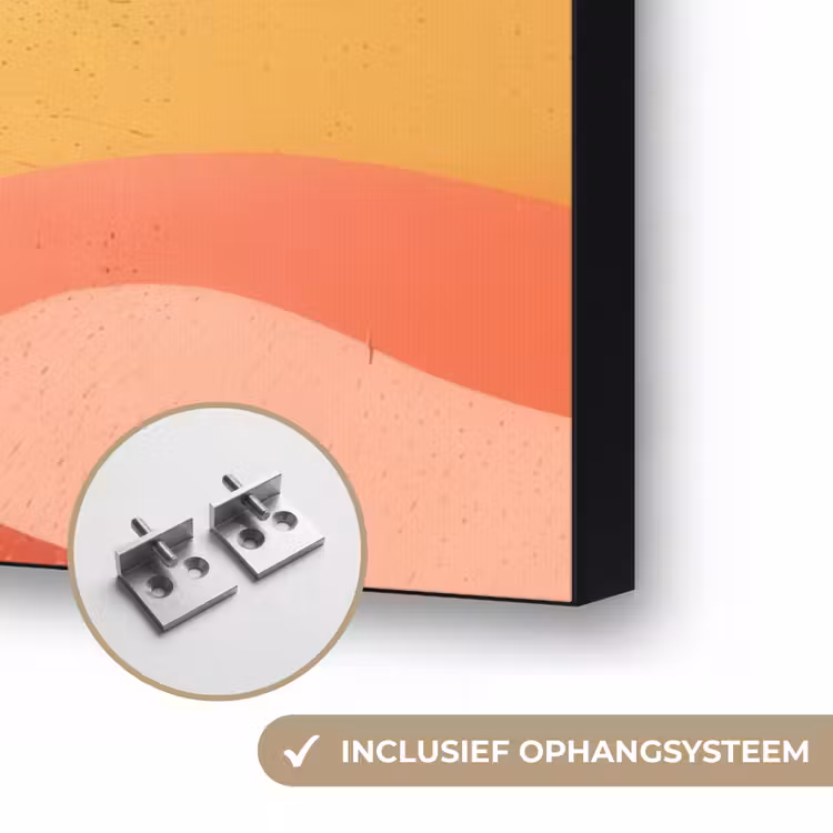 Kameel - Pyramides - Rode zon Textielframe zwart klein -USP_ophangsysteemNL
