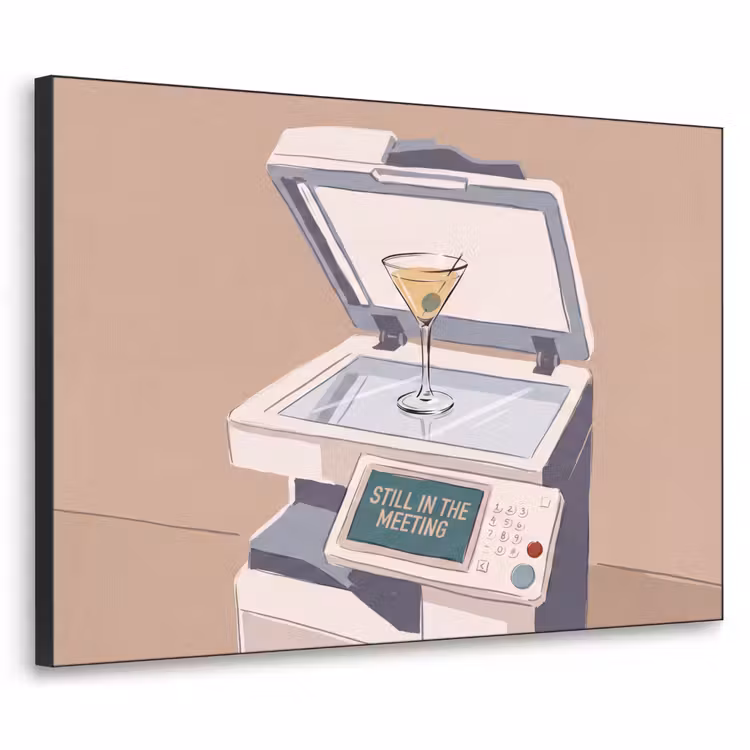 Kantoor - Drank - Humor - Illustratie Textielframe zwart klein -3d