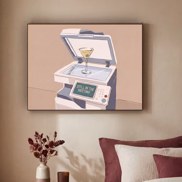 Kantoor - Drank - Humor - Illustratie Textielframe zwart klein -sfeer1