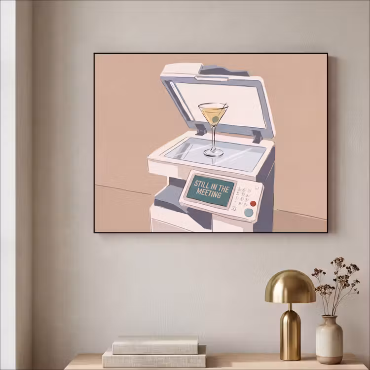 Kantoor - Drank - Humor - Illustratie Textielframe zwart klein -sfeer2