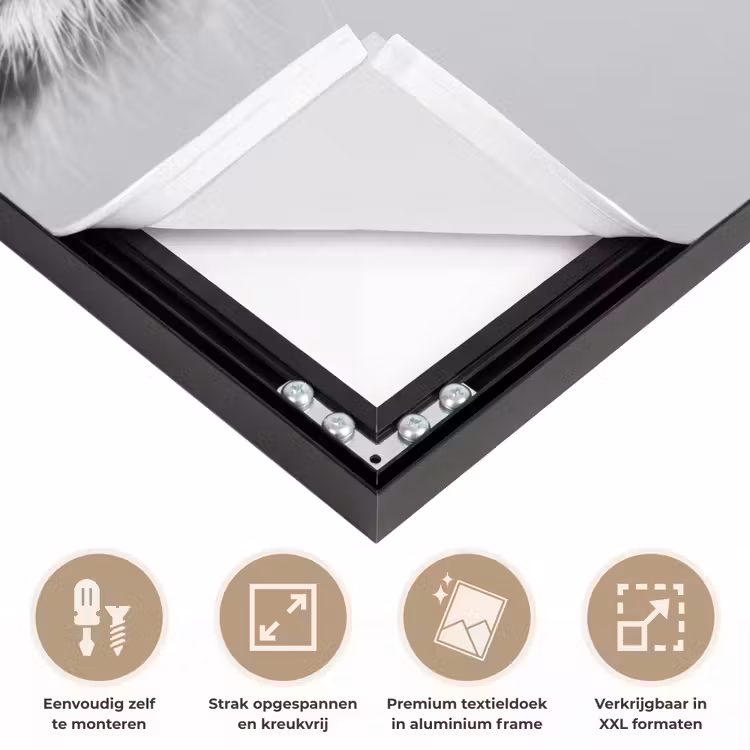 Kat - Bril - Mok - Pluizig Textielframe zwart klein -USP_feed_closeupNL