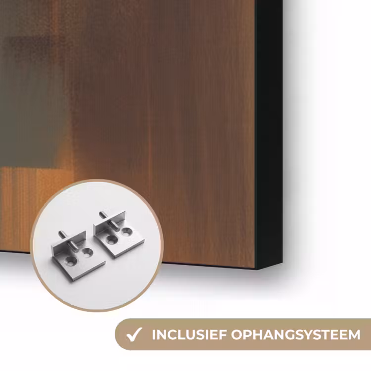 Kat - Geschilderd - Artistiek - Wit Textielframe zwart klein -USP_ophangsysteemNL