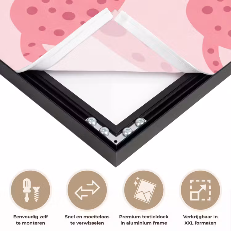 Kat - Gevlekt - Dieren - Patroon - Roze Textielframe zwart klein -USP_closeupNL