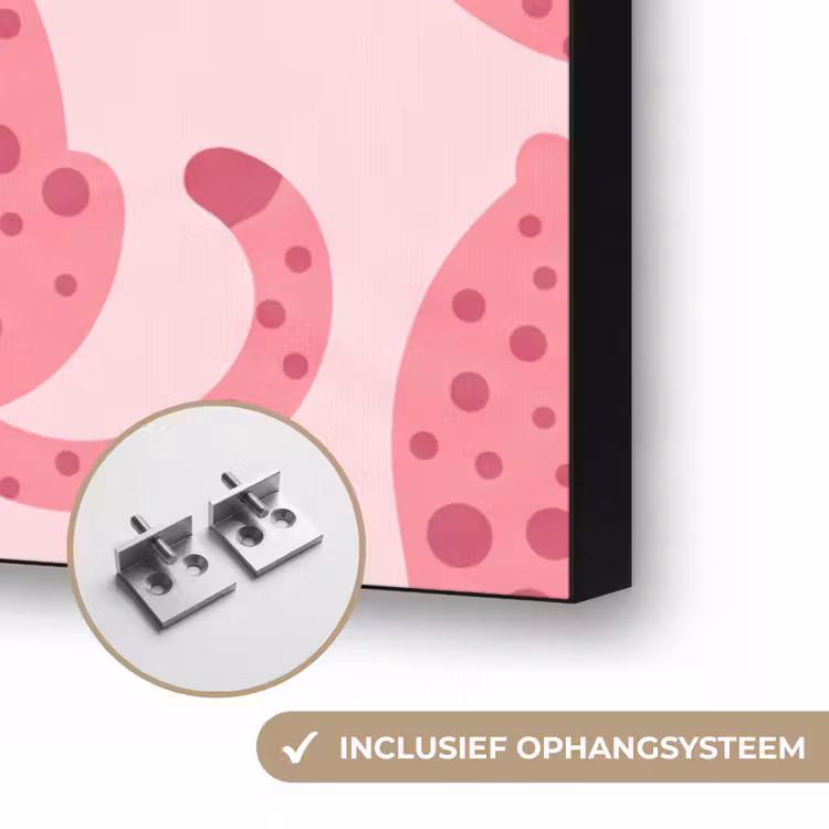Kat - Gevlekt - Dieren - Patroon - Roze Textielframe zwart klein -USP_ophangsysteemNL
