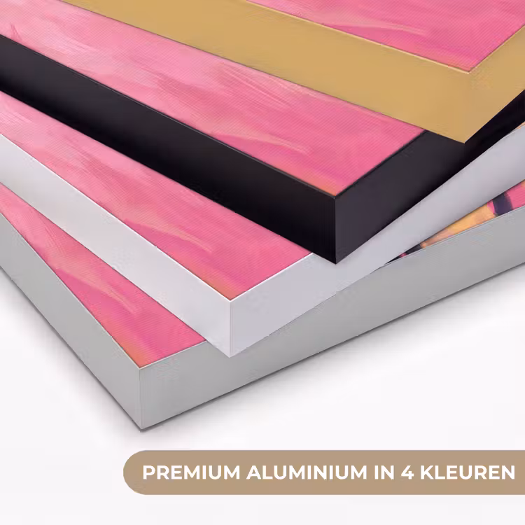 Kat - Groep - Dieren - Modern - Roze Textielframe zwart klein -USP_kleurenNL