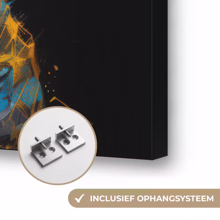 Kat - Jas - Graffiti - Bril - Zwart Textielframe zwart klein -USP_ophangsysteemNL