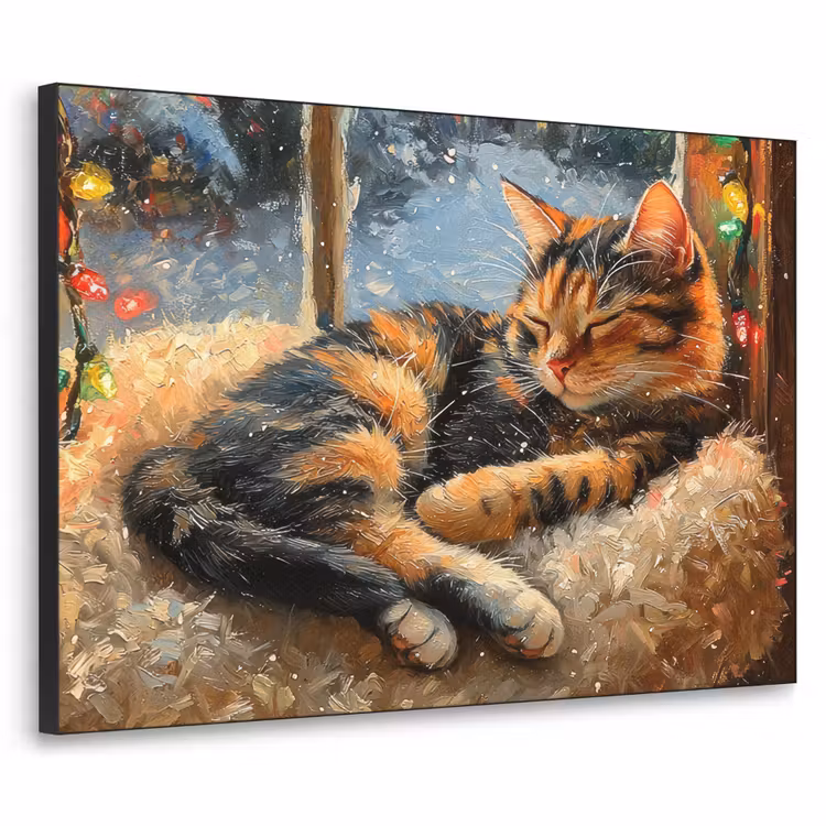 Kat - Kerst - Winter - Dier Textielframe - compleet frame klein -3d