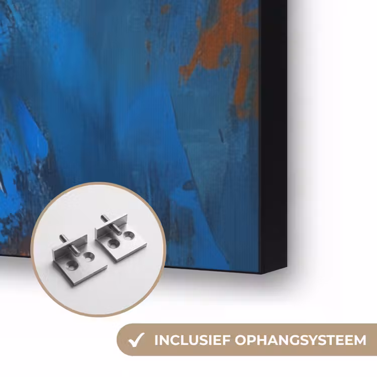 Kat - Kleurrijk - Oranje - Blauw Textielframe zwart klein -USP_ophangsysteemNL