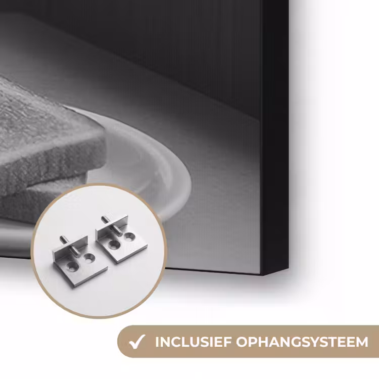 Kat - Koffie - Brood - Zwart Textielframe zwart klein -USP_ophangsysteemNL