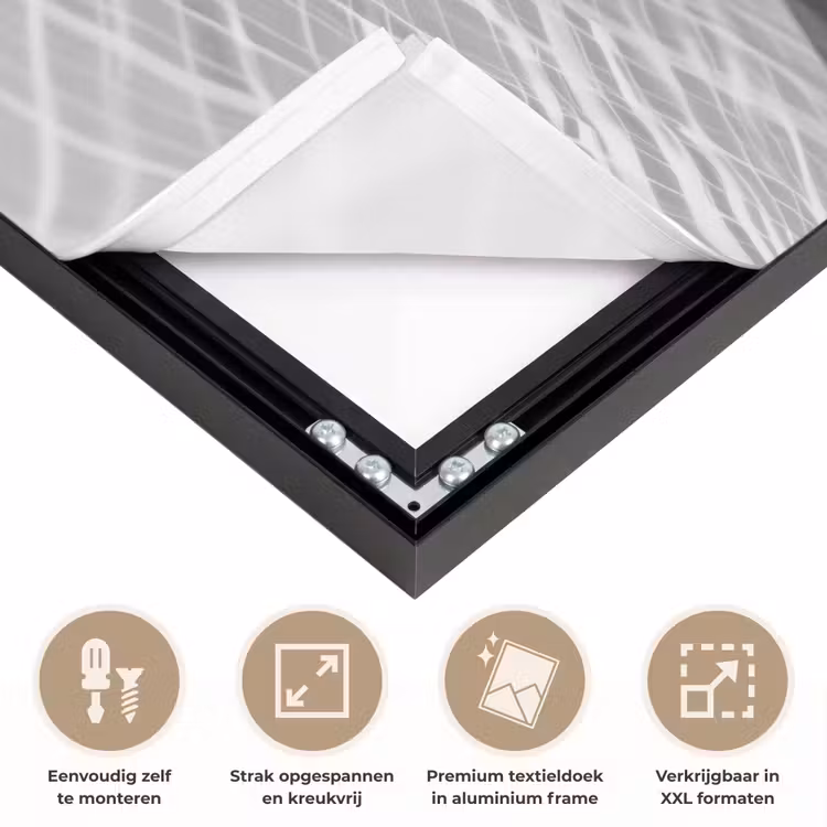 Kat - Siamees - Zwart Wit - Schattig - Dieren Textielframe zwart klein -USP_feed_closeupNL
