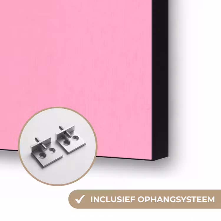 Kat - Springend - Dieren - Roze - Modern Textielframe zwart klein -USP_ophangsysteemNL
