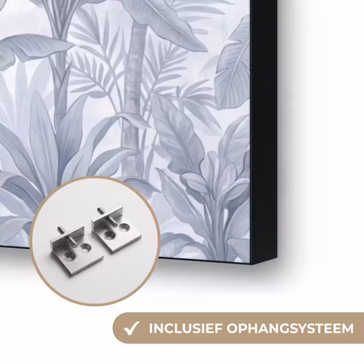 Kat - Tropisch bos - Modern - Grijs Textielframe zwart klein -USP_ophangsysteemNL