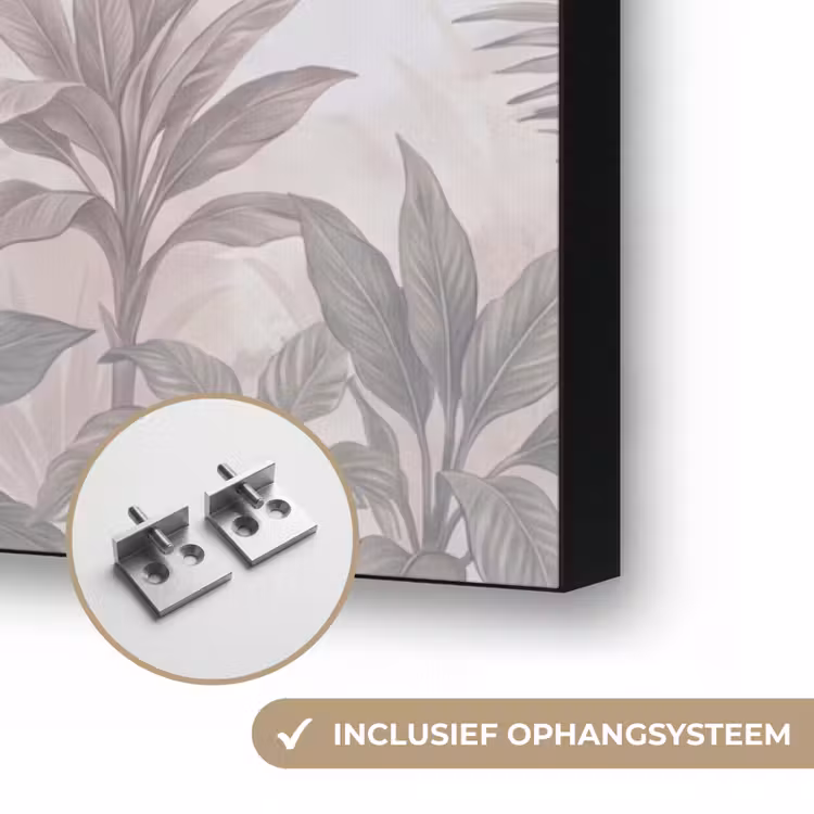 Kat - Vogel - Jungle - Illustratie - Dieren Textielframe zwart klein -USP_ophangsysteemNL