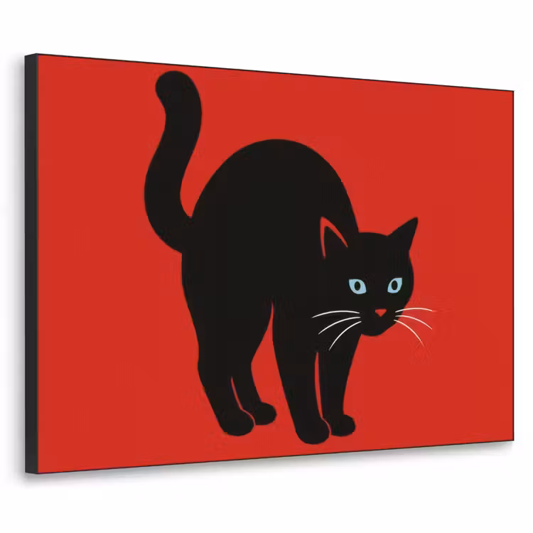 Kat - Zwart - Staart Textielframe zwart klein -3d