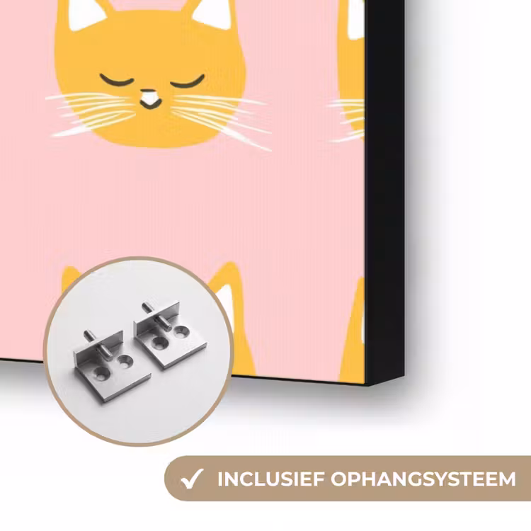 Katten - Patroon - Roze Textielframe zwart klein 947 -USP_ophangsysteemNL