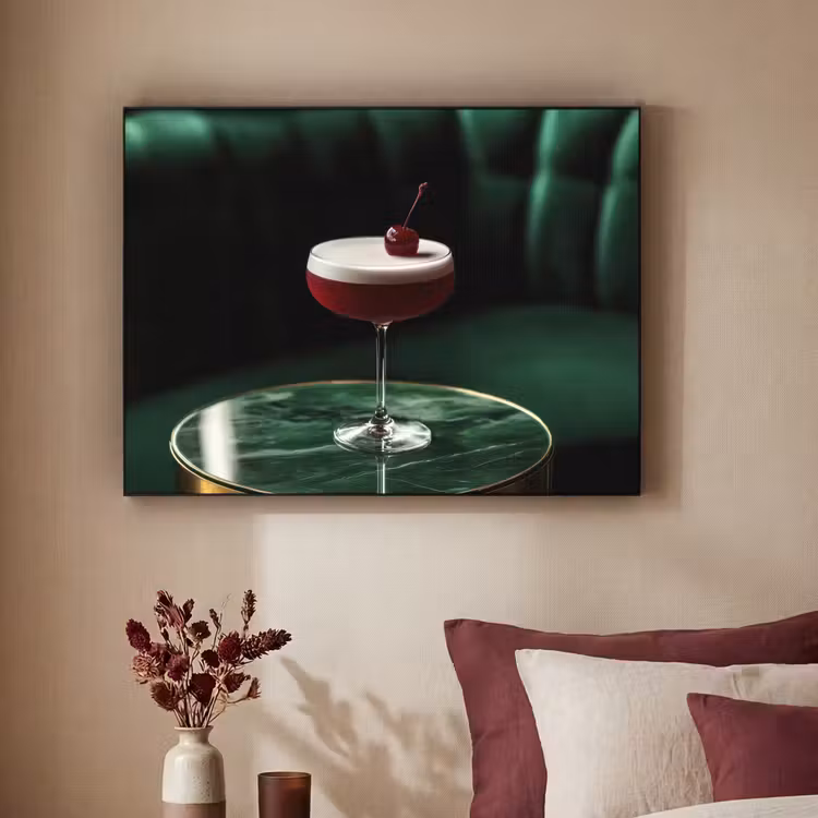 Kers - Cocktail - Rood - Marmer Textielframe - compleet frame klein -sfeer1