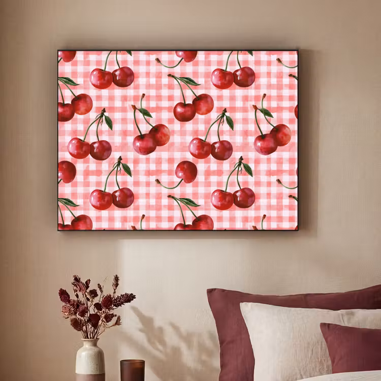 Kersen - Blokken - Rood Textielframe zwart klein 947 -sfeer1