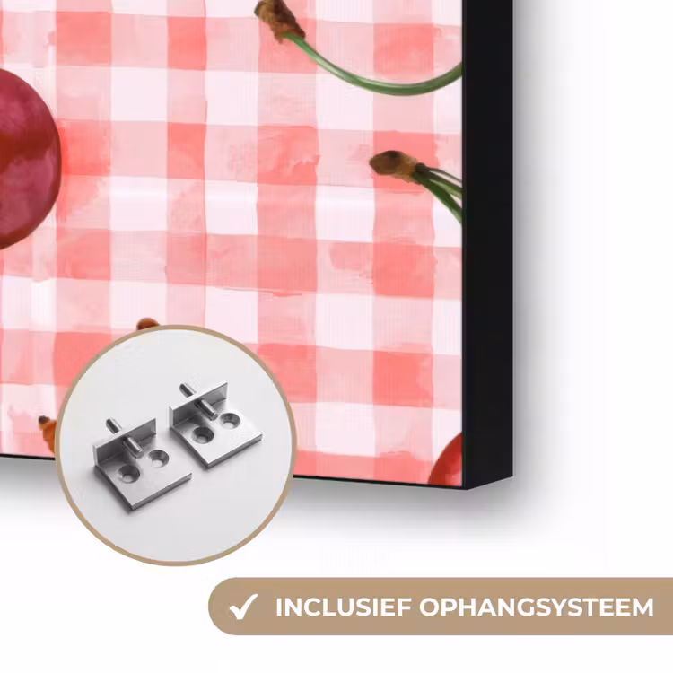 Kersen - Blokken - Rood Textielframe zwart klein 947 -USP_ophangsysteemNL