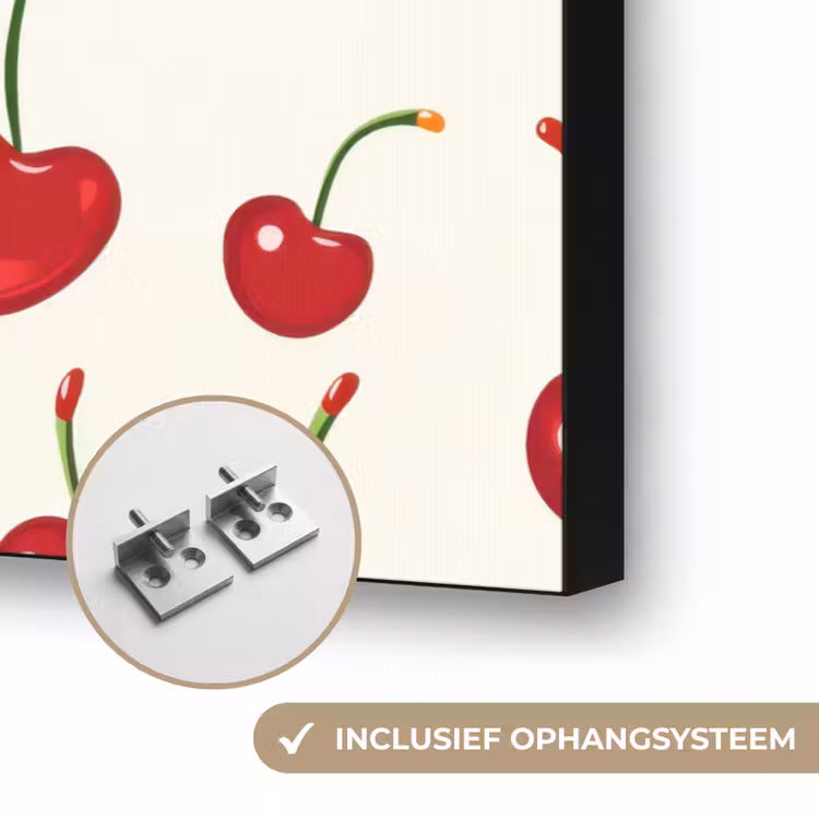 Kersen - Minimalistisch - Rood Textielframe zwart klein 947 -USP_ophangsysteemNL
