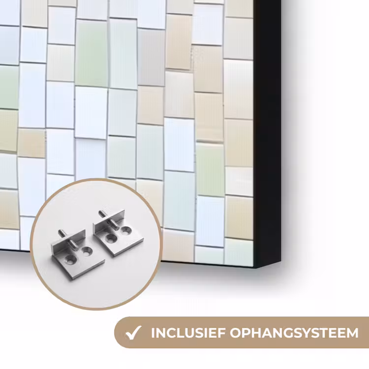 Kersen - Rood - Mozaïek - Blaadjes Textielframe zwart klein -USP_ophangsysteemNL