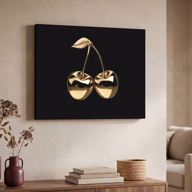 Kersen - Zwart - Goud - Chrome Textielframe zwart klein -sfeer3