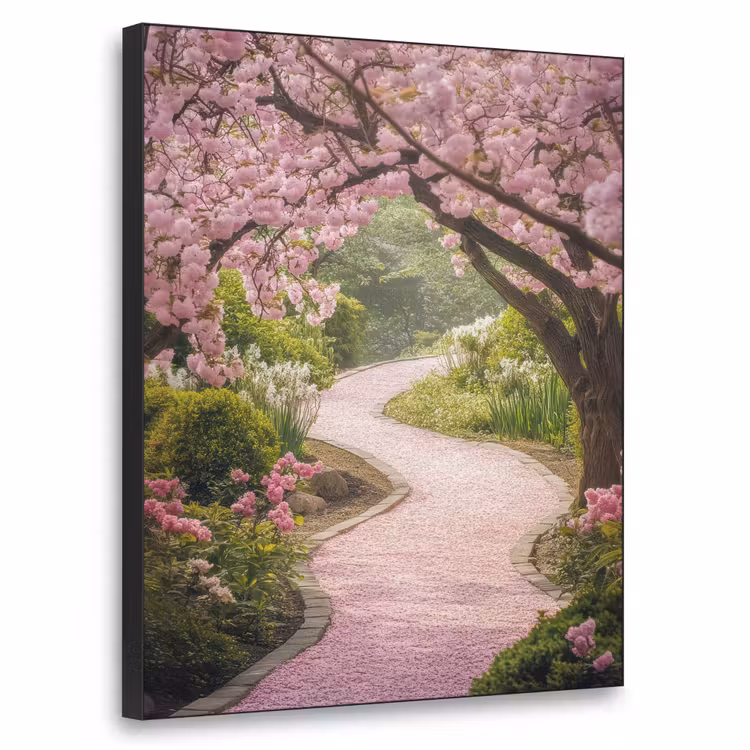 Kersenbloesem - Natuur - Sakura - Pad - Japanse tuin Textielframe - compleet frame klein -3d