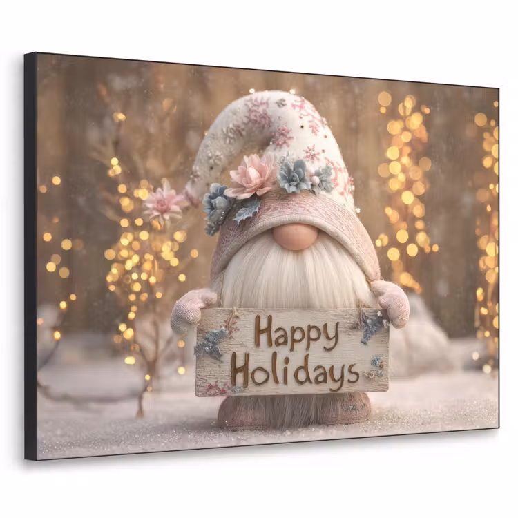 Kerst - Gnome - Bord - Kleurrijk Textielframe zwart klein -3d