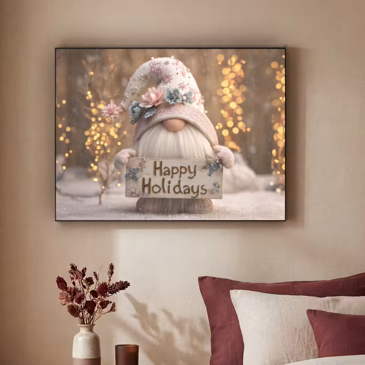Kerst - Gnome - Bord - Kleurrijk Textielframe zwart klein -sfeer1