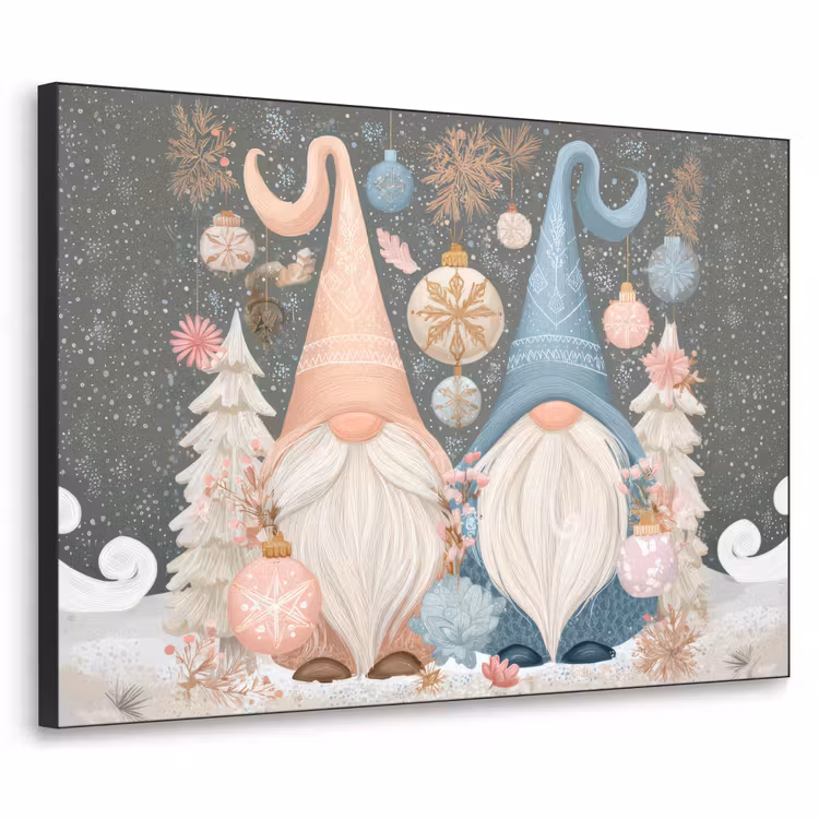 Kerst - Gnomen - Pastel Textielframe zwart klein -3d