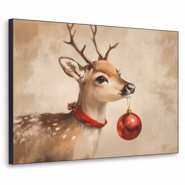 Kerst - Hert - Gewei - Kerstbal - Rendier Textielframe - compleet frame klein -3d