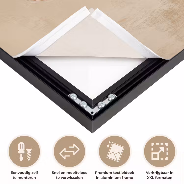 Kerst - Hert - Gewei - Kerstbal - Rendier Textielframe zwart klein -USP_closeupNL