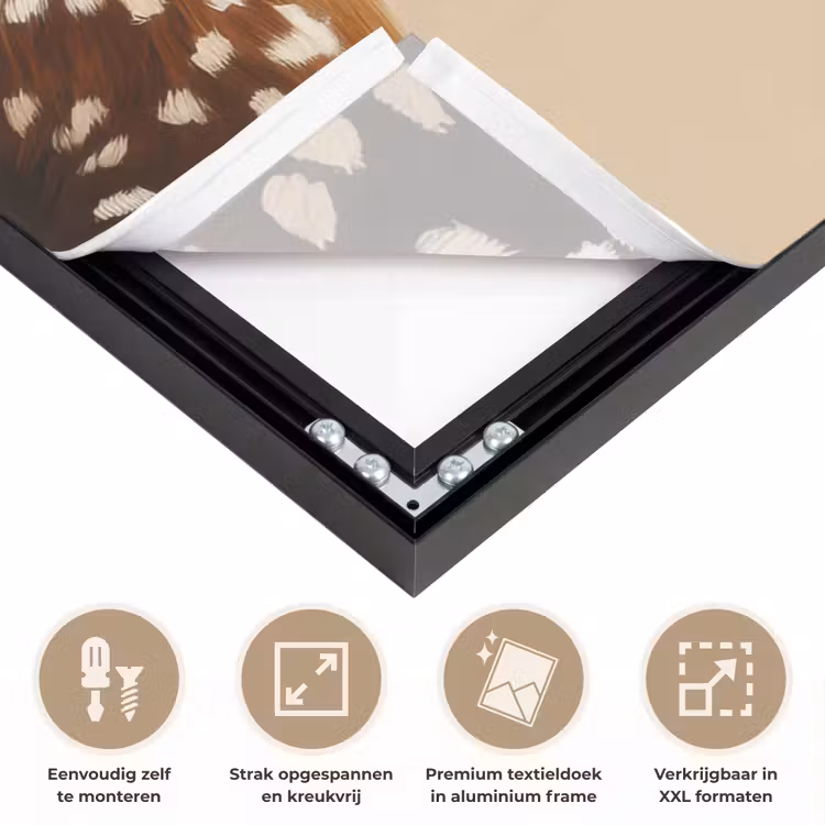Kerst - Hert - Gewei - Rood Textielframe zwart klein -USP_feed_closeupNL