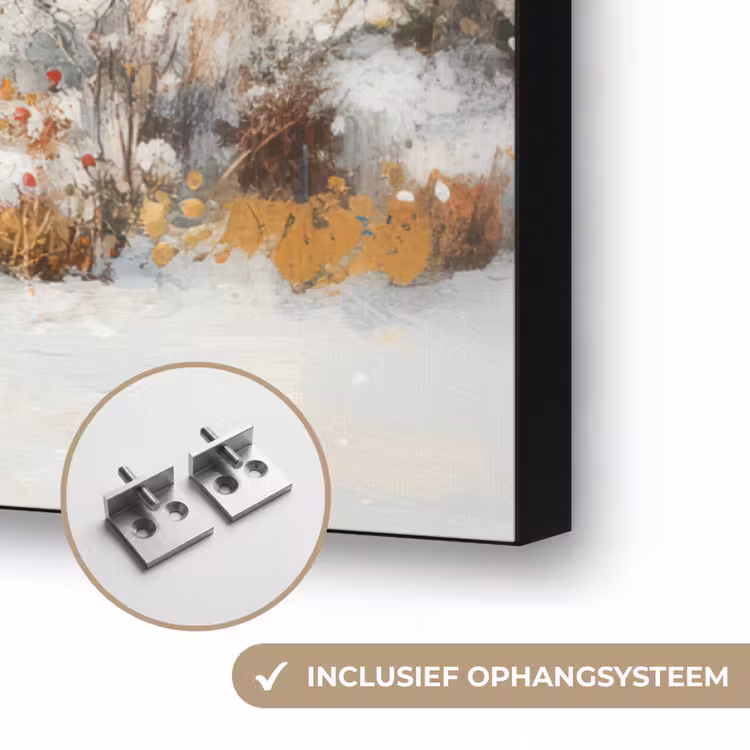Kerst - Huis - Winter - Sneeuw Textielframe zwart klein -USP_ophangsysteemNL