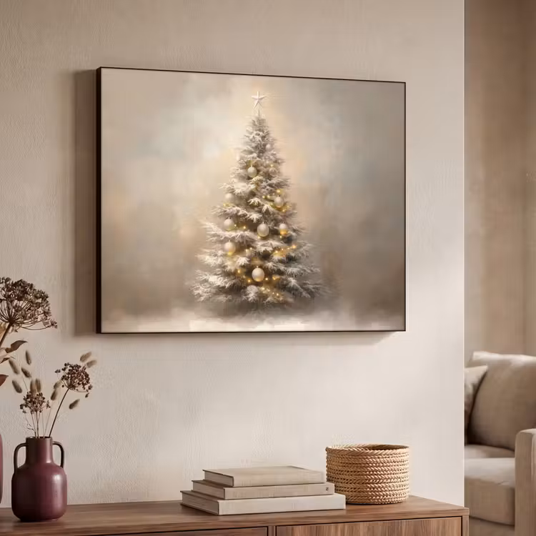 Kerst - kerstboom - Sneeuw - Art Textielframe zwart klein -sfeer3