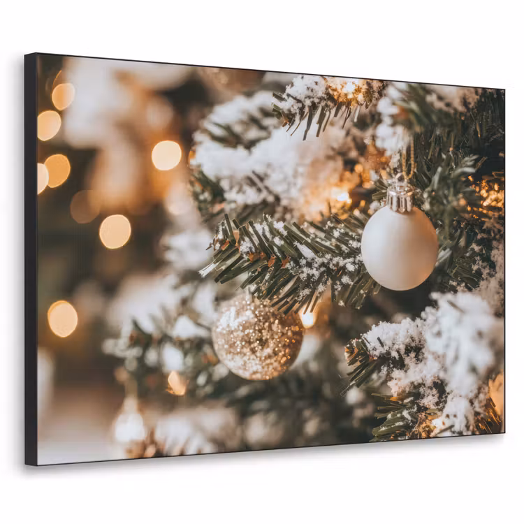 Kerst - Kerstboom - Winter - Binnen - Sneeuw Textielframe zwart klein -3d